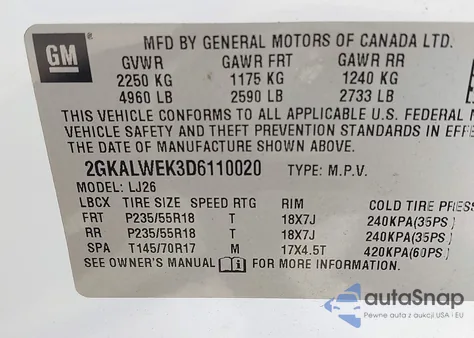2013 GMC Terrain Slt-2 z USA, uszkodzony, nr VIN 2GKALWEK3D6110020